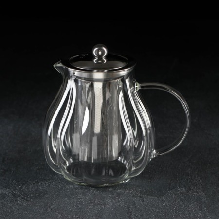 Glass teapot with metal sieve "Glori", 1 liter