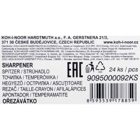 Plastic grinder, KOH-I-NOOR 9095/92, 2 holes 8+11 mm, mix-2