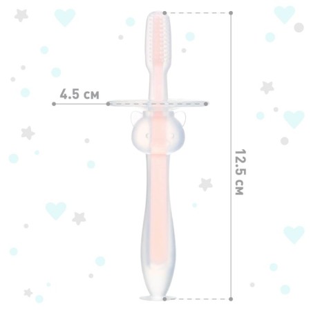 Baby teether for teeth, crumb, brush, brush, gums, rodents for the baby, from 3 months, pink color.-2
