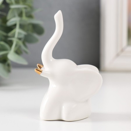 Souvenir Ceramics "Micro elephant" white with gold 5.5x4x9 cm