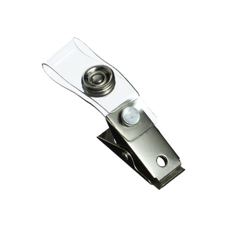 Metal clothing for badge, with a plastic loop, on the button-1