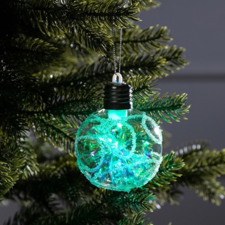 Fir -tree ball "Frosty pattern", batteries, 1 LED, glow warm white-1