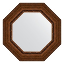 Mirror in the baguette frame, aged bronze with an ornament of 120 mm, 72.6x72.6 cm