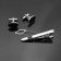 Set of male "cufflink + tie clamp" oval with enamel, black color in silver