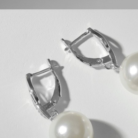 Earrings with pearls "grapes" bunch with a note, white color in silver-1