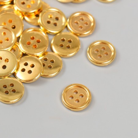 Buttons plastic 4 PROWLE "Gold" 1.2x1.2 cm set 40 pcs