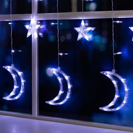 Garland “fringe” 2.7 × 0.9 m with nozzles “month”, IP20, transparent thread, 138 LED, white glow, 8 modes, 220 V-2