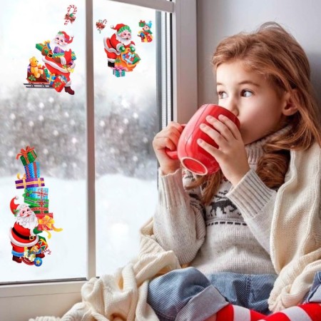Stickers on the windows "New Year" Santa Claus, gifts, 41 x 29 cm-2