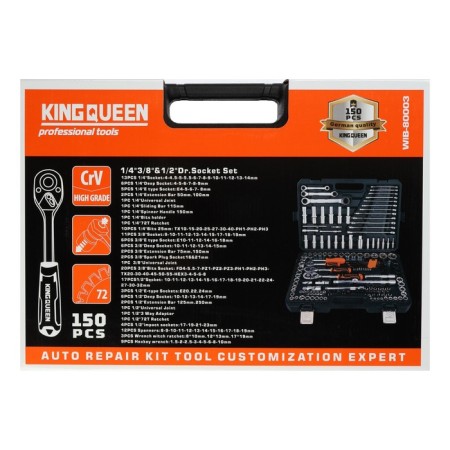 Car instrument Car Kingqueen Wib-80003, 72 tooth, 1/2 3/8 1/4 ", 150 items-4