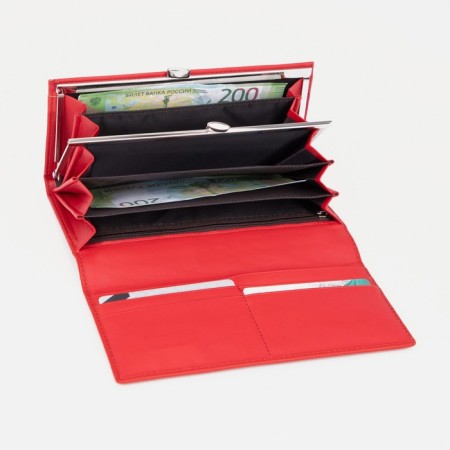 Women's wallet on magnets, red color-3