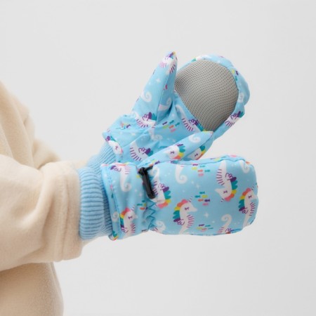 Winter children's mittens minku, Blue color, 15cm-1