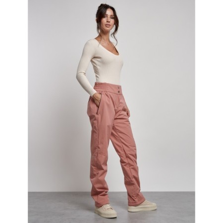 Warmed female trousers, size 42, light brown color-16