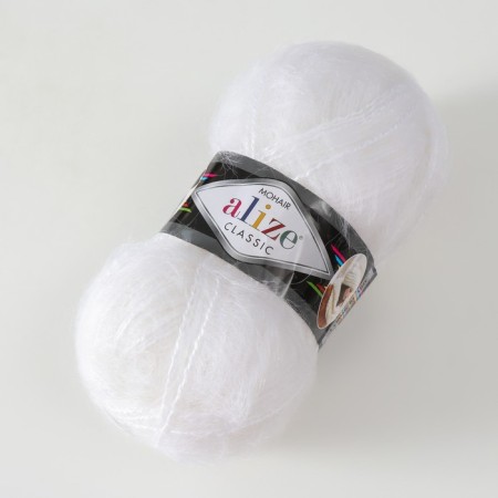 Yarn "Mohair Classic" 25% moher, 24% wool, 51% acrylic 200m/100g (55 white)-1