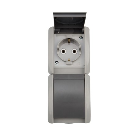 Vertical 2nd outlet (ceramics) Industrial IP54 with grounding, o/y, gray kranz-2