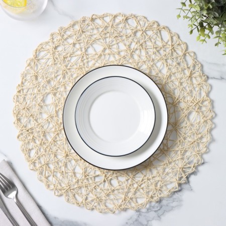 Serving napkin on the table "Dandelion", 38 × 38 cm, beige color-3