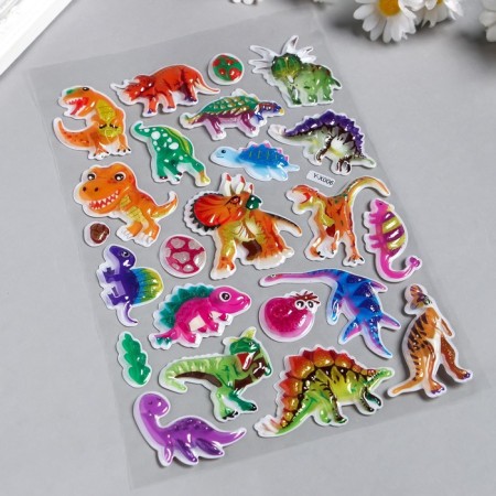 Sticker plastic volumetric "dinosaurs" mix 28x15 cm-2