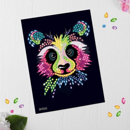 Mosaic with panda rhinestones. Set for creativity