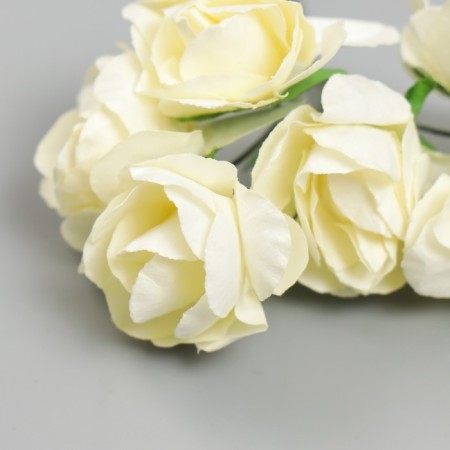 Flowers for decorating "tea roses" 1 bouquet = 6 colors 9.5 cm cream-2