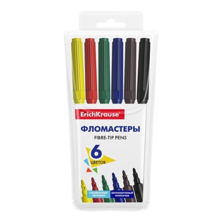 Flomasters 6 colors, Erichkrause Basic, ventilated cap-1