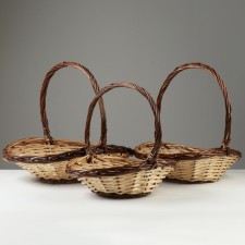 A set of wicker baskets, 46x36x15/36 cm, 40x30x14/32 cm, 35x26x13/29 cm, 3 pcs, willow