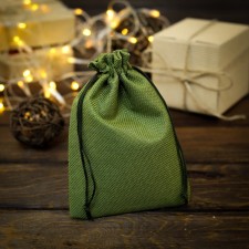 Gift bag from canvases, green, 13 x 18 cm