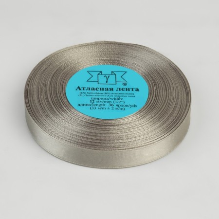 Satin tape, 12 mm × 33 ± 2 m, light gray-gray 003 color-1