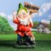 Garden figure "Dwarf with a Welcome sign with a rooster" 36x23x61cm
