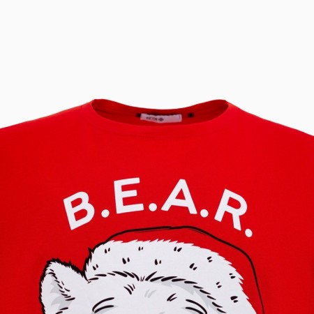 Pajama New Year's male KAFTAN "Bear", red color, size 48-6