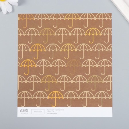 Scrapbooking Paper "Umbrella" density 180 grams 15.5x17 cm-1