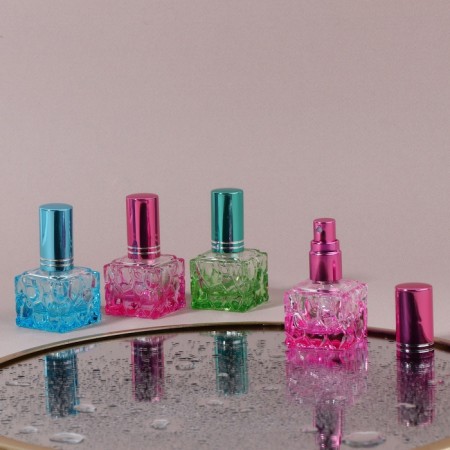 Relief -glass glass bottle, with a sprayer, 8 ml, color mix-4