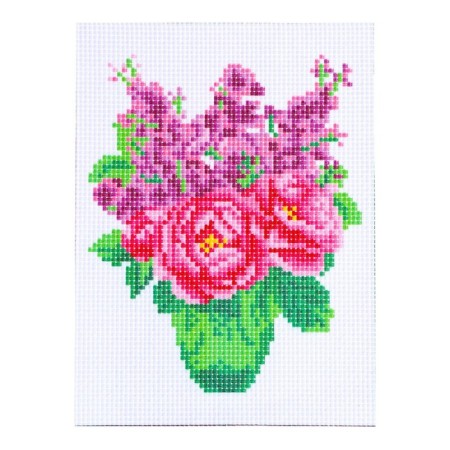 Canvas for embroidery with a cross "Bouquet with lilac", 20x15 cm-1