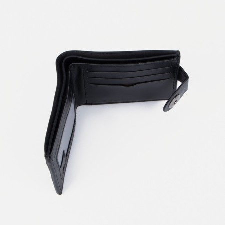 Male purse for magnet, department for bills, for maps, for coins, black color-3