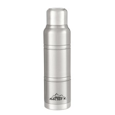 Thermos, 1.5 l, Warm master K., with a mug, with a strain, retains heat 24h, chrome, a case as a gift