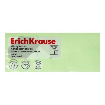 Block with a sticky edge paper 40x50 mm, Erichkrause, 300 sheets, green