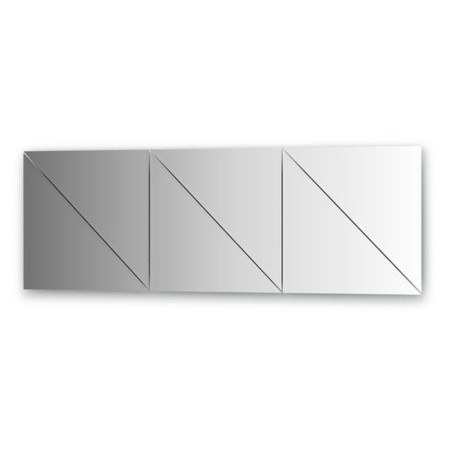 Mirror tiles with fake 10 mm, - set 6 pcs Triangle 40 x 40 cm, silver EvoForm