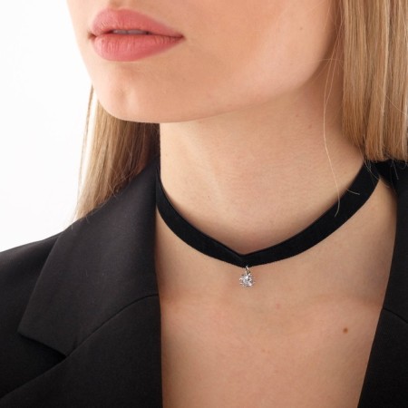 Choker "Strazinka" rhombus, white color in silver, 33 cm-3