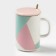 Ceramic mug with a lid and a spoon "Anabel", 350 ml, Mix drawing