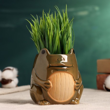 Pot "Frog" Green, 8.5x8x9cm