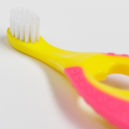 Children's toothbrush, nylon, with a limiter, pink color-1
