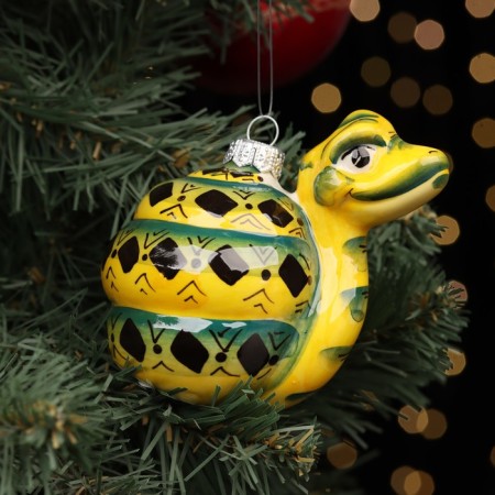 Christmas ball "Green Snake", Author's painting, 10 cm