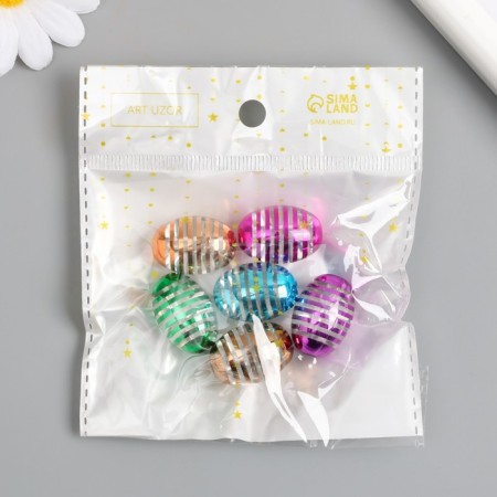 Busina for creativity plastic "Oval" MIX Metallic 1.4x1.7x2.4 cm-3