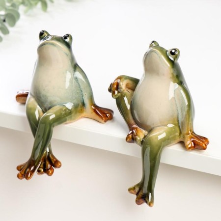 Souvenir Ceramics "Frog" set 2 pieces 14x10x11.5 cm