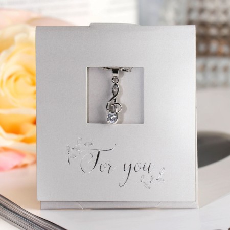 Pendant "Melody of the Heart" Violin key, white color in silver, 45 cm-2