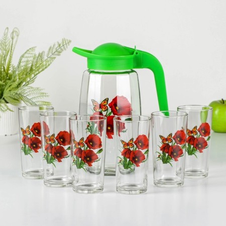 A set of drinking as-decortes, 7 items: a jug of 1.7 liters, glasses 250 ml, 6 pcs-8