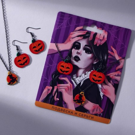 A set of earrings and a handle on Halloween "Charming Witch".-1