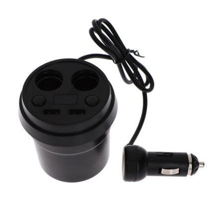 Cigarette lighter, voltmeter, 2 USB, 2 outputs, wire 50 cm-1