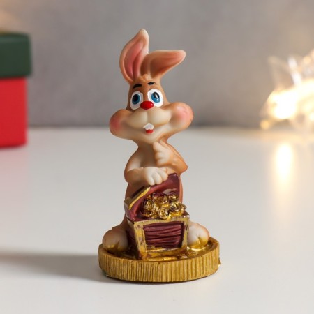 Souvenir Polystone "Hare with coins chest" MIX 4.5x4x8.5 cm-1
