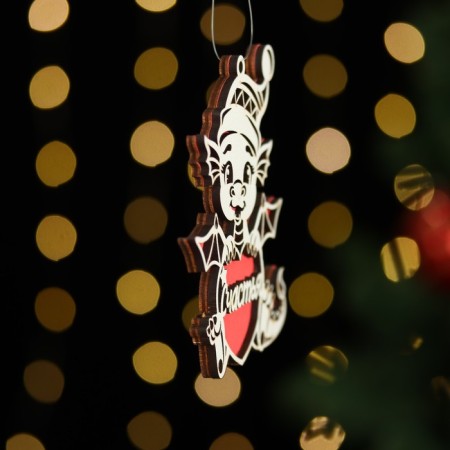 Christmas tree toy "Dragon Happiness", wood, two -layer, red-1