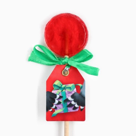 Lollice with a sticker in a hat "Bullfinch" with a taste of strawberries-2