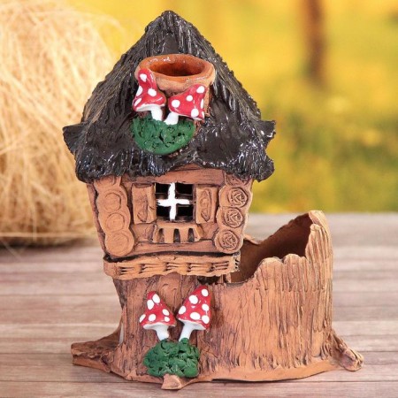 Aroma lace house "Granny Yaga", 18 cm, handmade, mix,-9
